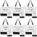 12 Pcs Gifts for Women Canvas Tote Bags with Inspirational Makeup Bags Christian Gifts for Mothers Church Teacher