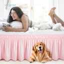 Vocander Pink Bed Skirt Queen Size 14 Inch Drop, Elastic Wrap Around Dust Ruffle Bed Skirting Easy to Put, Adjustable Tailored Bedskirts Fade & Wrinkle Resistant