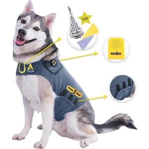 CozyVest Dog Anxiety Vest 3-in-1 Music & Aromatherapy Shirt, Relaxing Sound & Essential Oil Scent Jacket, Fireworks Thunder Separation & Thunderstorm Canine Stress Relief Coat (Gray, M [26-40 Lbs])