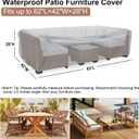 Mrrihand Patio Furniture Set Cover Waterproof, Outdoor Sectional Sofa Set Cover Heavy Duty 600D Table and Chair Set Cover 62" L 42" W 28" H