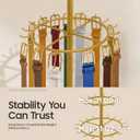 66 Inch Tall Tie Rack Belt Display Shelf, Floor Standing Belt Hanger 2 Tier Retail Scarf Stand Jewelry Necklaces Organizer Shawls Purse Shelf for Clothing Store Home (Gold)