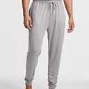 Real Essentials 3 Pack: Men's Soft Lounge Sleep Joggers - Pajama Pants Drawstring & Pockets (Available in Big & Tall) (L)