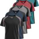 Real Essentials 5 Pack: Men’s V-Neck Dry-Fit Moisture Wicking Active Athletic Tech Performance T-Shirt Set 5, XXL, Pack of 5