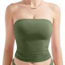 SUUKSESS Women Sexy Tube Top Summer Y2K Going Out Double Lined Basic Tank Top (X-Small, Army Green)
