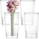 Suwimut 4 Pack Plastic Flower Vase Centerpiece for Home, Wedding Party, Clear Tall Square Tapered Vase for Flowers, Non Breakable Acrylic Flower Vases for Home Office Decor, 5.5 x 9 Inch (Not Glass)