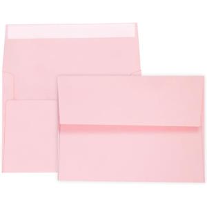100 Pack A7 Pink Invitation 5x7 Envelopes - Self Seal, Square Flap,Perfect for Baby Shower, 5x7 Cards, Weddings, Birthday, invitations, Graduation, 5.25 x 7.25 Inches (Pink)