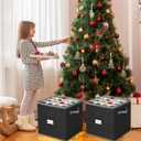 CHENGU 2-pack Christmas Ornament Storage Stores up to 64 Christmas Ball Accessories Holder with Adjustable Dividers, Zippered Closure Two Handles for Holiday Ornaments and Xmas Decorations(Black)