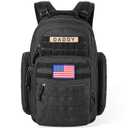 SHARKMOUTH Diaper Bag Backpack for Dad and Mom, Military Molle diaper Pack with Insulated Bottle Holders and Wipe Pocket (Black)