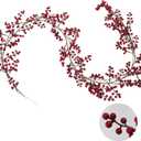 RECUTMS Christmas Red Berry Garland 5.6FT Christmas Garland Decoration Artificial Wreath for Indoor Outdoor Decoration Winter Christmas Holiday New Year Fireplace Table Decorations