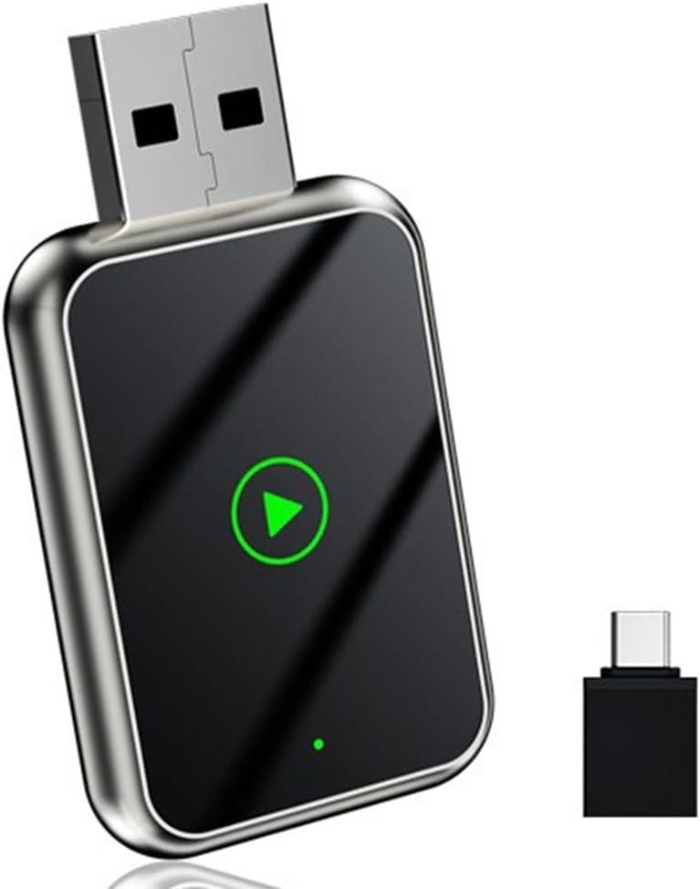 Wireless CarPlay Box and Android for Auto Dongle for Car, USB-C Adapter for iPhone iOS 12+ and Android, Black