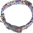Purple Dog Collar with Flower Cute Girl Dog Collars for Medium Dogs Cats Adjustable Dog Collar for Female Floral Pet Collar for Small Medium Large Dogs (Purple, M)