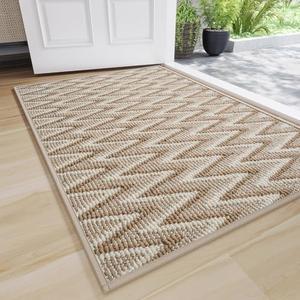 Indoor Door Mat 31x47, Dirt Resistant & Absorbent Doormat for Entryway Inside, Non-Slip Rubber Backing Front Door Mat Indoor Entrance, Low-Profile, Washable, Brown