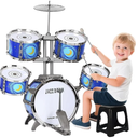 Upgraded Kids Drum Set for Toddlers 3-5 – Plastic Jazz Drum with Stool Musical Toy Birthday Xmas Gift for 3 4 5 6 Boys & Girls