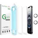 amFilm Auto-Alignment OneTouch for iPhone 16e [6.1''] Screen Protector + Camera Lens Protector, Tempered Glass, 30 Seconds Installation, Bubble Free, Case Friendly, Anti-Scratch [2+2 Pack]