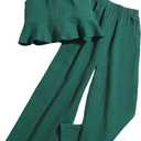 SweatyRocks Girl's 2 Piece Outfits Ruffle Halter Sleeveless Top and Elastic High Waisted Pants Set Green 9Y