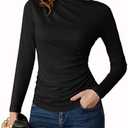 GRACE KARIN 2026 Women's Long Sleeve Wrap Blouse - Boat Neck Ruched Fitted Trendy Top for Fall Dressy Casual M