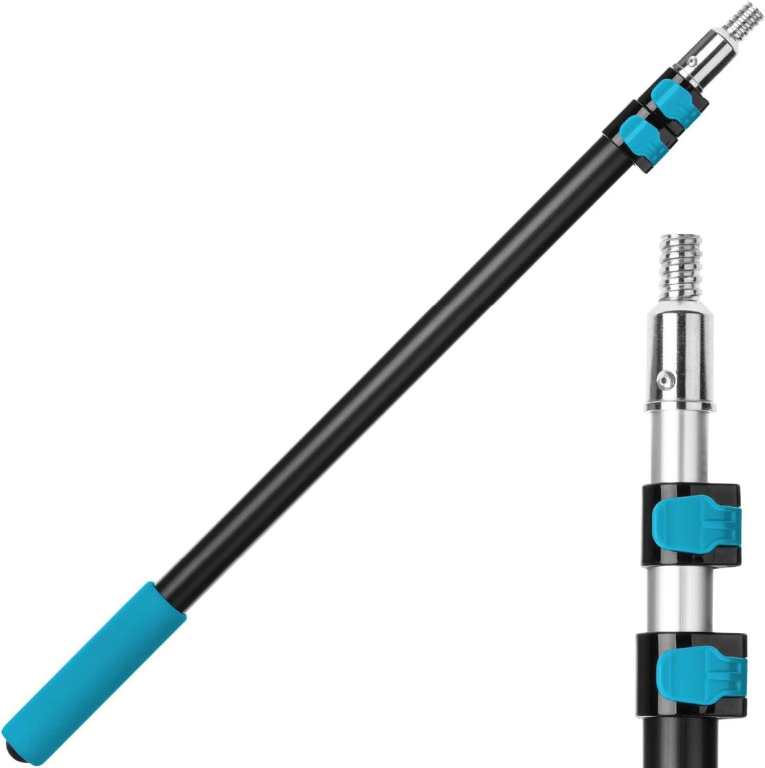 Bates- Telescoping Pole, 2.4 to 6 Ft Long, Black & Teal, Paint Roller Extension Pole for Painting