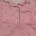 Women's Beauty Sleep 2-pc. Cozy Pajama Shirt & Pants Bottom Set Heart Printed, Size L