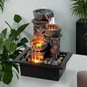 Tabletop Waterfall Fountain 3 Bowls with LED Light, Soothing Water Flow Sound, Zen Meditation Decor for Home and Office, Relaxation Water Fountains Indoor (23113)