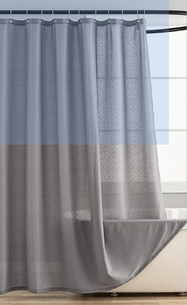 VOILYBIRD Grey Linen Shower Curtain, Farmhouse Bath Decor Slub Texture Neutral Elegant Long Shower Curtain with Hooks, Size 43x78 In.