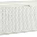 Suncast 99 Gallon Wicker Horizontal Outdoor Deck Box with Hinged Lid, Water-Resistant Storage Solution for Patio, Deck, Yard, and Garage, White, Made in the USA