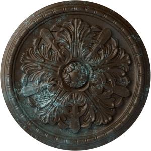 Ekena Millwork CM17WABBS Washington Ceiling Medallion, 17 1/8"OD x 1 1/2"P (Fits Canopies up to 2 7/8"), Hand-Painted Bronze Blue Patina