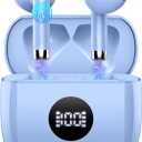 Wireless Earbuds, 2025 Bluetooth Headphones 5.4 HiFi Stereo, in-Ear Ear buds with 4 ENC Noise Cancelling Mics, 40H Playtime Sport Ear Buds with Charging Case, IP7 Waterproof Earphones with LED Display (azure)