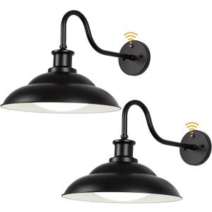 Dusk to Dawn Outdoor LED Barn Lights, 16 Inch Large Farmhouse Exterior Wall Light Fixtures with Adjustable Color Temperature, Modern Black White Porch Lights Outside for House Garage Doorway