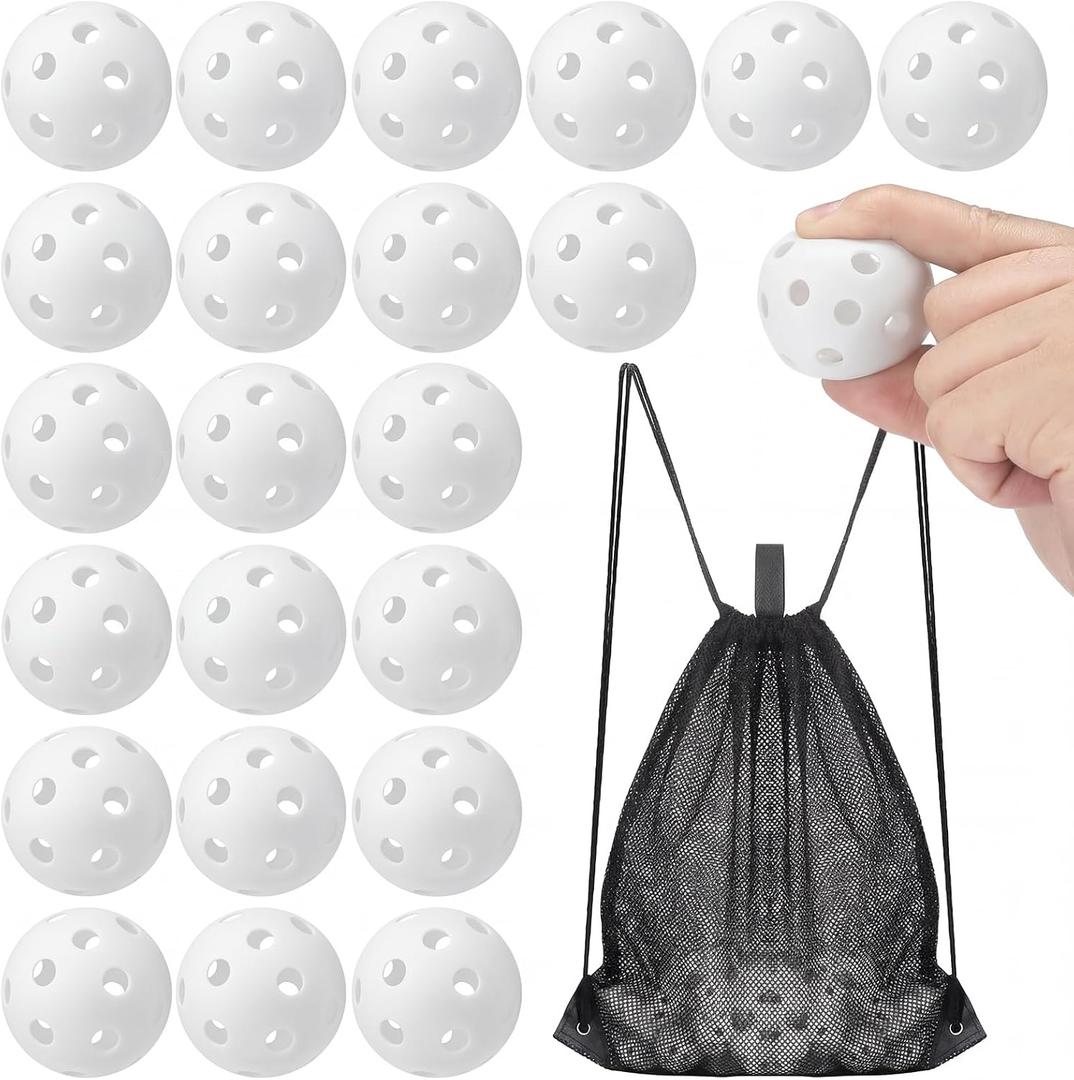 Lunmon 36 Pcs Practice Baseball 42mm Small Training Balls Plastic Hollow Softballs Golf Balls with a Drawstring Bag for Backyard Hitting Batting Training Indoor Outdoor Use