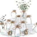 Glass Flower Vases for Centerpieces, 12Pcs Vintage Small Clear Bud Vase for Flowers Mini Crystal Decorative Bottle with Hemp Rope Bows for Housewarming Wedding Birthday Tabletop Decoration