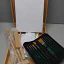 Deluxe Art Supplies 27 Pieces Art Set with Tabletop Easel, 12 Colors Acrylic Paint, 10 Paint Brushes, 3 Canvas Panels, Palettes