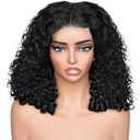 Bouncy Curly Wig Human Hair with Spiral End, 13x4 Lace Frontal Burmese Curly Bob Wigs, Water Wave Brazilian Pre Plucked Wigs for Black Women Natural Color 16 Inch