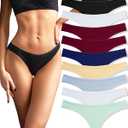 FINETOO 10 pack Cotton Thongs for Women Breathable Low Rise Bikini Lady Panties Womens Underwear Sexy M