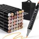 36 Skin Tone Colors Dual Tip Alcohol Markers Pens, Fine and Broad Chisel, Sketch Art Marker, Permanent for Coloring, Drawing, Portrait Illustration, Mid-tone Skin Tone and Hair Shades