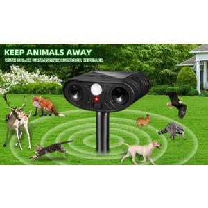 2026 Sonic Fortress Pro Deer Repellent Devices Solar Ultrasonic Animal Repellent with Motion Sensor, Squirrel Fortress Pro Raccoon Repellent to Scare Cat Rabbit Skunk Squirrel Out of Yard Garden 2Pack