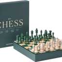 Classic Chess  Green Wooden Chess Set with Acrylic Board  Stylish Coffee Table Game for Adults & Kids Ages 5+  Multilingual Instructions Included
