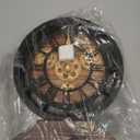 Lafocuse Small Wooden Black Wall Clock with Moving Gears for Living Room Home Decor, Farmhouse Rustic Desk Clock, Vintage Mantel Clocks, 10 Inch