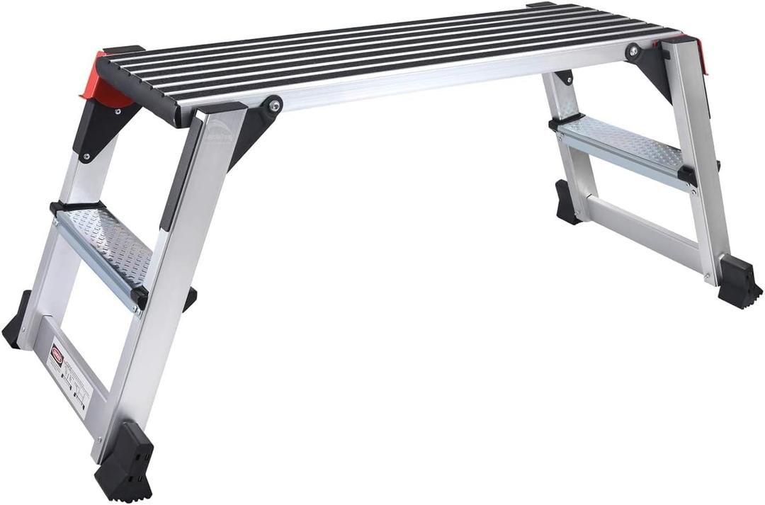 Aluminum Work Platform Large Size Step Stool Folding Portable Work Bench with Non-Slip Mat Capacity 660 LBS Heavy Duty (38Lx12W)