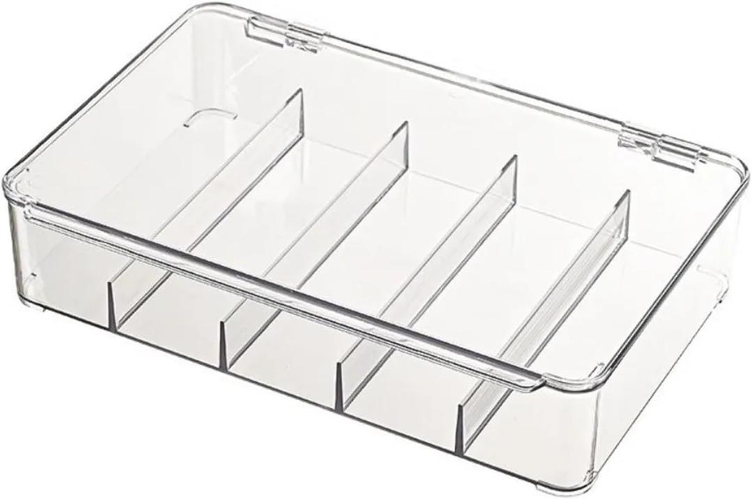 5 Grids Glasses Storage Box, Transparent Devided Sunglass Organizer Dustproof Box