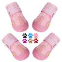 QUMY Dog Shoes for Large Dogs, Medium Dog Boots & Paw Protectors for Winter Snowy Day, Summer Hot Pavement, Water-Resistant in Rainy Weather, Outdoor Walking, Indoor Hardfloors Skid-Resistant Sole, Size 6