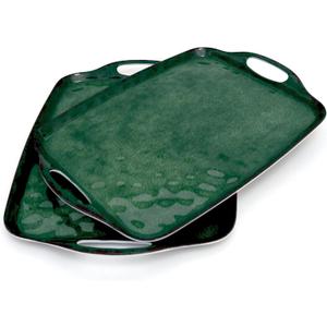 TP Large Serving Trays with Handles, 19" x 12" Melamine Serving Platters for Food, Turkey, Set of 2 Rectangular Trays for Party, Retro Green