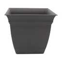 The HC Companies Eclipse Square Plastic Planter w/ Attached Saucer - Outdoor & Indoor Plant Pot with Drainage Holes - Lightweight, UV-Resistant Plastic Pots For Plants (10" Warm Gray, Pack of 1)