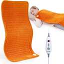 WOOMER Extra Large Heating Pad, 17"x33" XL Heating Pad, Heat Pad with Multi-Color Option, Moist Heat Therapy Feature, Auto Shut-Off, Power Cords Storage Belt (Pumpkin)