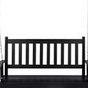 Shine Company 4216BK-142 Maine Wood Outdoor Patio Porch Swing with Chains, Classic Black