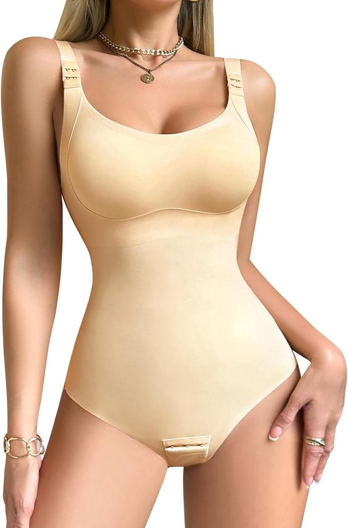 High Waisted Shapewear for Women Seamless Shaping Bodysuit Firm Thong Shapewear Tummy Control Bodysuits for Women (Small)
