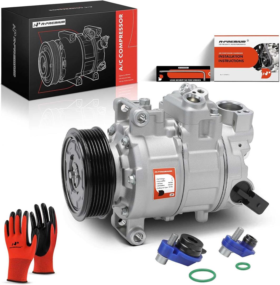 A-Premium Air Conditioner AC Compressor with Clutch Compatible with Audi A4, A4 Quattro, 2006 2007 2008 2009 2010, L4 2.0L