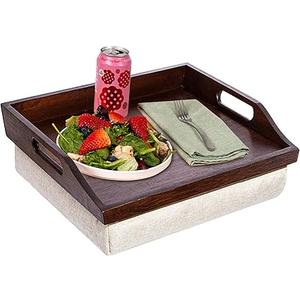 ROSSIE HOME Bamboo Wood Bed Tray, Lap Desk with Detachable Cushion, Serving Tray - Java - Fits up to 15.6 Inch Laptops - Style No. 76102