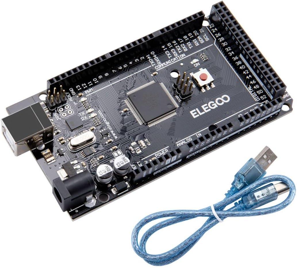 ELEGOO MEGA R3 Board ATmega 2560 + USB Cable Compatible with Arduino IDE Projects RoHS Compliant (Black)