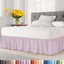 Wrap Around Dust Ruffle Bed Skirt - Light Lavender - for Full Size Beds w/ 24 Inch Drop - Easy Fit Elastic Strap - Adjustable Pleated Bedskirt Brushed Fabric - Wrinkle Free - Women, Men, Kids & Teens