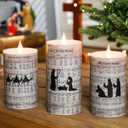 Baquler Nativity Candle Set of 3, Flameless LED Pillar Candles with Christian Hymn Sheet, Battery Operated Christmas Candles for Home, Church, Religious Holiday Table Decorations (4.9'', 5.9'')